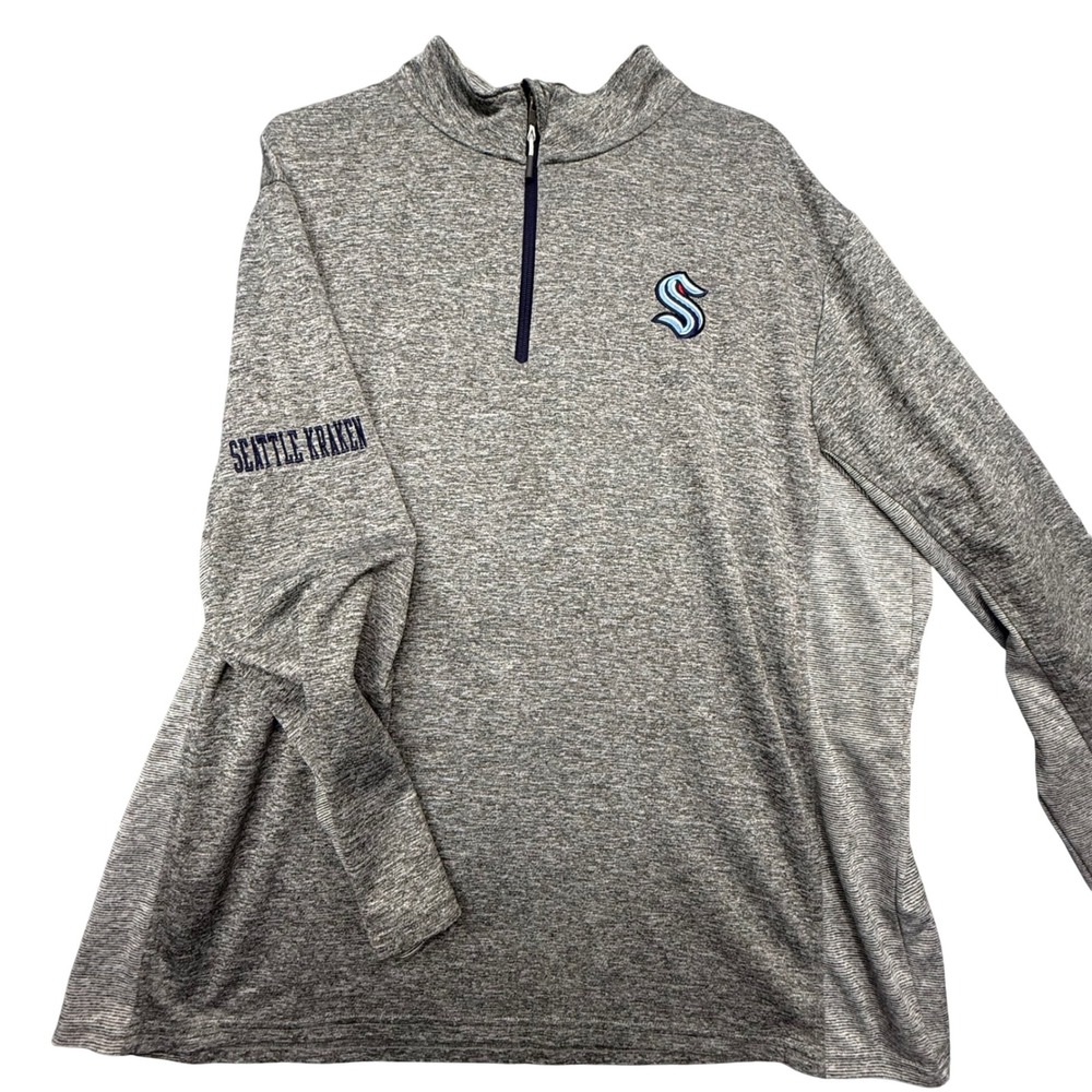 NHL Seattle Kraken Mens‎ 2XL Heather Gray Space Dye 1/4 Zip Pullover Jacket